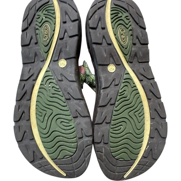 Chaco Women's Sandals Size 8 Green Brown Geometric Pattern Outdoor Strappy Gecko - Picture 2 of 6